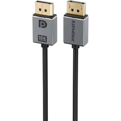 Promate Displayport 2.0 Cable, Premium Ultra Hd 16k@60hz Video Display Cord With 80gbps Bandwidth Transmission, Gold Plated Conneors, 2m Super Slim Cable Black