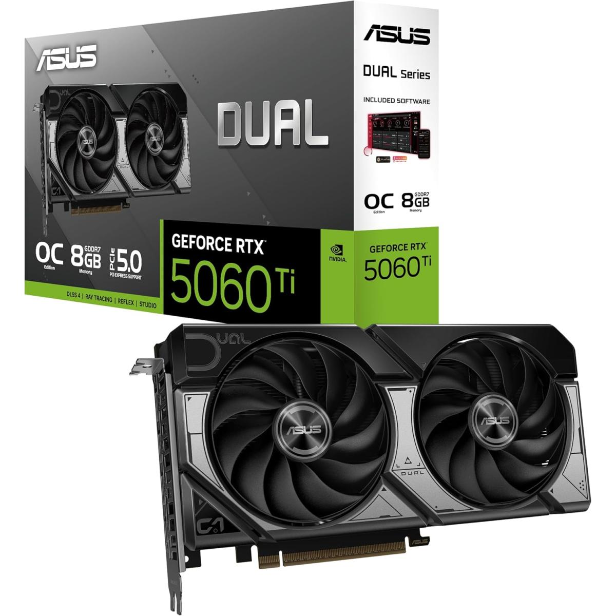ASUS Dual GeForce RTX 5060 Ti OC Edition 8GB GDDR7 - Graphics Card | DUAL-RTX5060TI-O8G | ASUS Dual GeForce RTX 5060 Ti OC Edition 8GB GDDR7 - Graphics Card | DUAL-RTX5060TI-O8G |