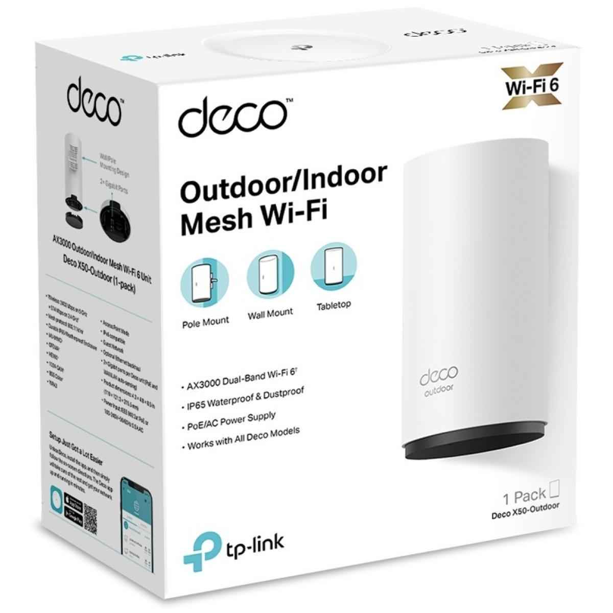 Tp Link Deco X50 Outdoor Mesh Wifi (deco X50 Outdoor), Ax3000 Dual Band Wifi 6 Mesh, 2 Gigabit Poe Ports, 802.3at Poe+,weatherproof, Works With All Deco Mesh Wifi, Pole/wall/tabletop Mount Options,1 Pack