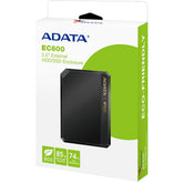 ADATA EC600 2.5” External HDD/SSD Enclosure USB 3.2 Gen2 (10Gbps) interface Tool-Free Convenient Safety Lock , Black