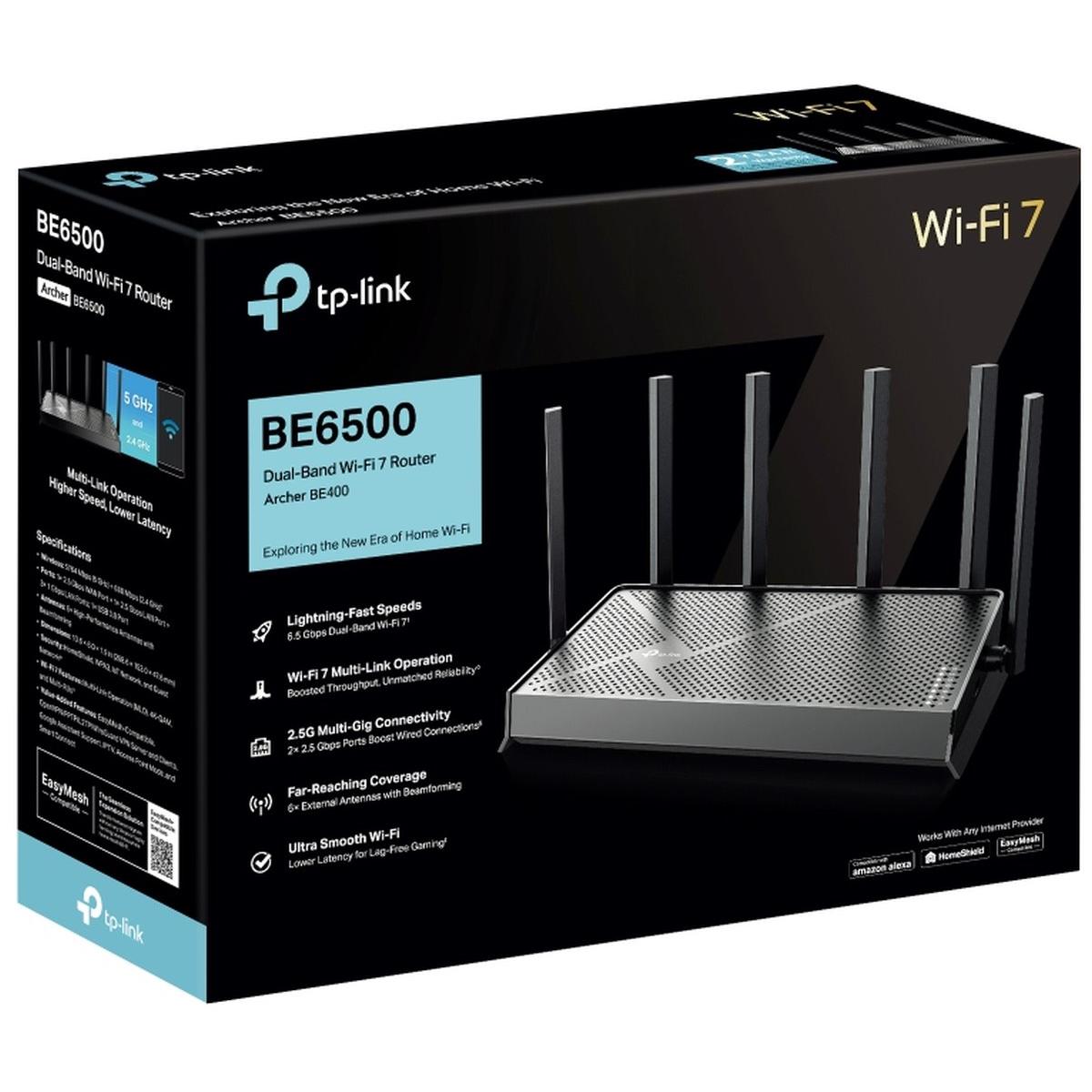 Tp Link Archer Be400 Wifi 7 Be6500 Dual Band Router Dual 2.5 Gbps Ports Usb 3.0 | Covers Up To 2,400 Sq. Ft And 90 Devices | Quad Core Cpu| Homeshield, Private Iot For Network Security - CompuMe Tp Link Archer Be400 Wifi 7 Be6500 Dual Band Router Dual 2.5 Gbps Ports Usb 3.0 | Covers Up To 2,400 Sq. Ft And 90 Devices | Quad Core Cpu| Homeshield, Private Iot For Network Security - CompuMe