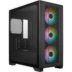 COOLER MASTER Elite 301 (Black) Micro-ATX ARGB Mini Tower Tempered Glass Gaming Case, Front Performance MESH Panel w/ 3 x120mm ARGB Fan & USB Type C | E301-KGNN-S00 | - CompuMe