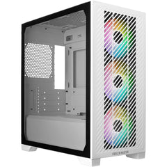 COOLER MASTER Elite 301 (White) Micro-ATX ARGB Mini Tower Tempered Glass Gaming Case, Front Performance MESH Panel w/ 3 x120mm ARGB Fan & USB Type C | E301-WGNN-S00 | - CompuMe