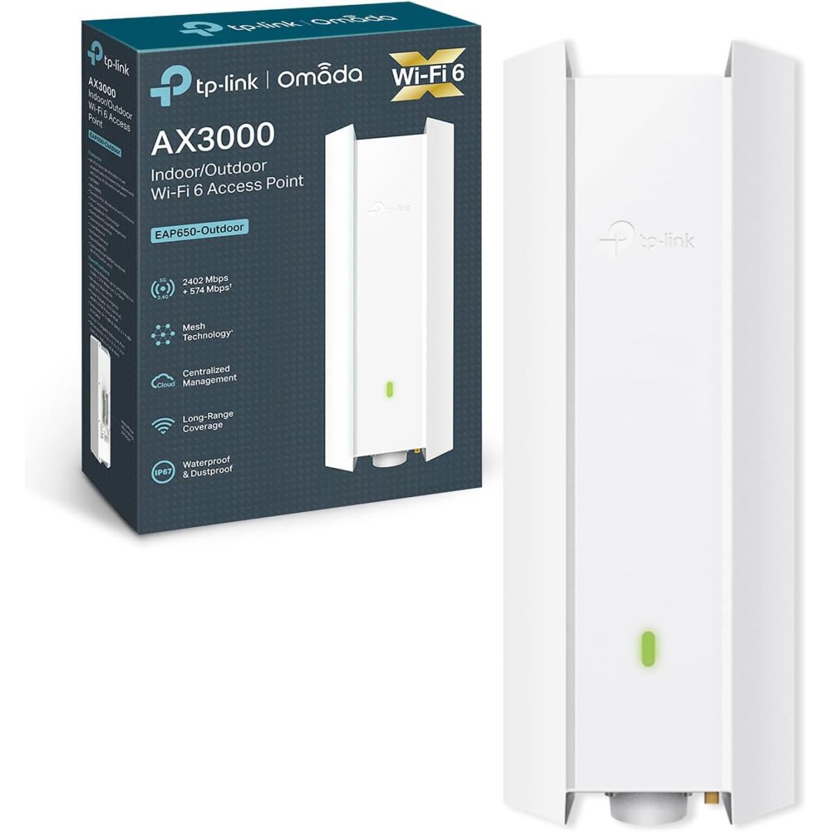 Tp Link Eap650 Outdoor Ax3000 Indoor/outdoor Wifi 6 Access Point, Superior Wifi 6 Speeds, Higher Network Efficiency, 160 Mhz Bandwidth Channel, Long Range Coverage, Omada Mesh Technology, White Tp Link Eap650 Outdoor Ax3000 Indoor/outdoor Wifi 6 Access Point, Superior Wifi 6 Speeds, Higher Network Efficiency, 160 Mhz Bandwidth Channel, Long Range Coverage, Omada Mesh Technology, White