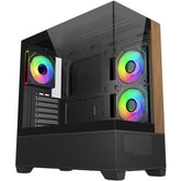 Cooler Master Elite 690 Wood (Black) ATX ARGB Mid Tower Tempered Glass + Wood Panoramic Fish Tank Gaming Case w/ 3 x120mm ARGB Fan (Side Reverse) & Type-C | E690-KHNN-S00 |