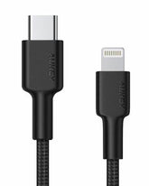 Aukey Impulse MFI Braided Nylon USB C To Lightning Cable, 1.2 M, Black - CB-CL1
