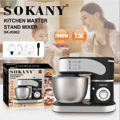 Sokany Stand Mixer, 2000Watts, 7.5Lit, Stainless Steel - SK-05004