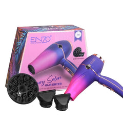 Enzo Luxury Salon Hair Dryer,4X Faster Smart Motor, 1800Watts, Blue & Purple - EN-8001