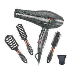 Enzo Set 4 In 1 Hair Dryer with Brushes, Black - EN-3133