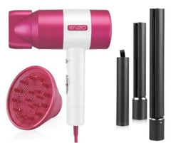 Enzo Hair Dryer & Curler Travel Kit, White & Pink - EN-139