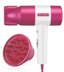 Enzo Hair Dryer & Curler Travel Kit, White & Pink - EN-139
