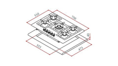 DR Efx 70 5G AI AL Gas Hob with 5 Cooking Zones