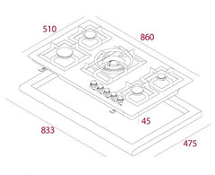 DR EFX905GAIALD Left 90 Gas Hob