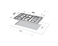 Elba Gas Hob Built-in 5 Burners 90 Cm Stainless Steel