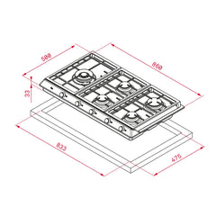 Ex 90.1 5G AI Gas Hob with Double Ring Burner