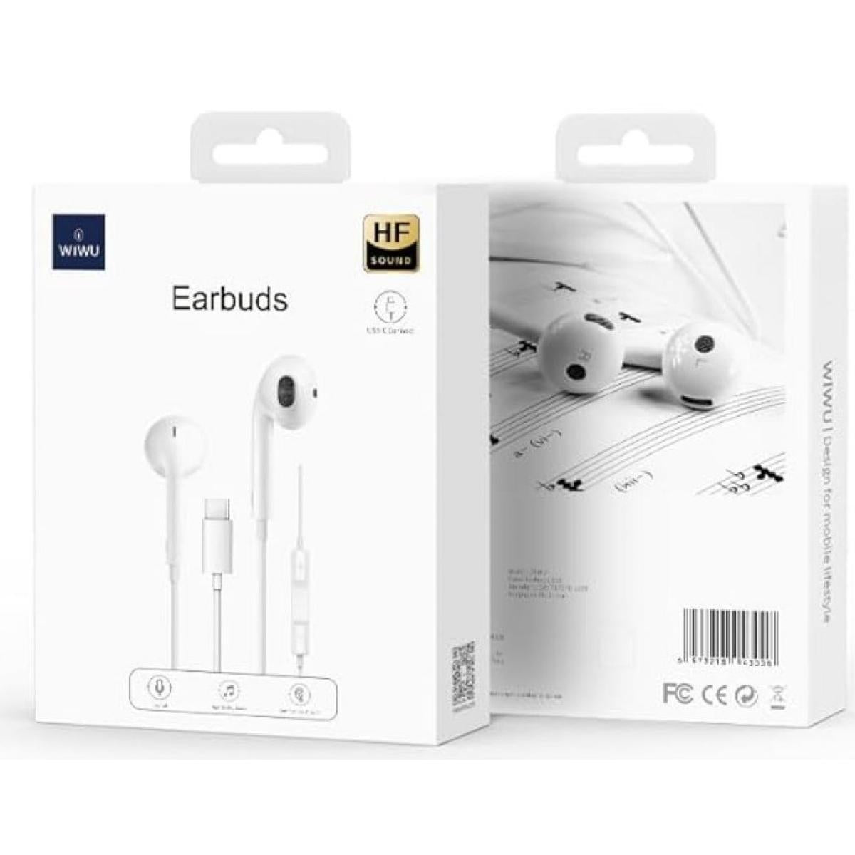 Wiwu Earbuds 303 Type C Conneor 1.3m White - CompuMe