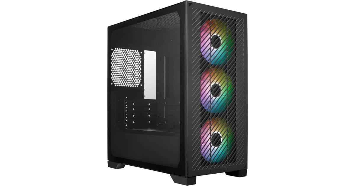 Cooler Master Elite 301 (Black) Micro-ATX ARGB Mini Tower Gaming Case – Tempered Glass, Mesh Panel, 3x 120mm ARGB Fans, USB Type-C