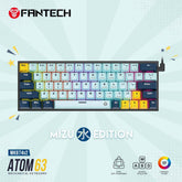 Fantech Mk874 V2 Atom63 (60% Size) RGB Wired 3 Colors Combination Mechanical Gaming Keyboard Mizu Edition, 3 Pin Hot-Swappable Switches, 26 Anti-Ghosting Keys - Sky Blue/Blue Switch