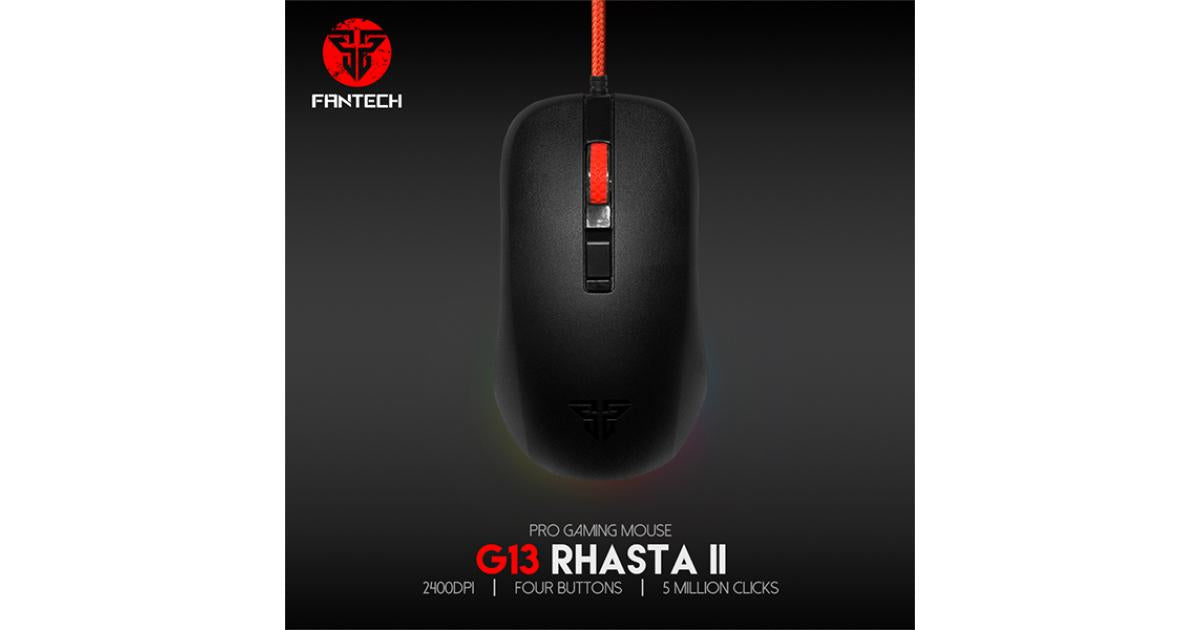 Fantech RHASTA II G13 Wired RGB Gaming Mouse, 2400 DPI, Braided USB Cable,125Hz Polling Rate, Advanced Optical Gaming Sensor