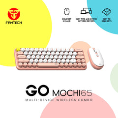 Fantech Go MOCHI65 WK896 Wireless Keyboard Mouse Combo Peach with gaming keyboard