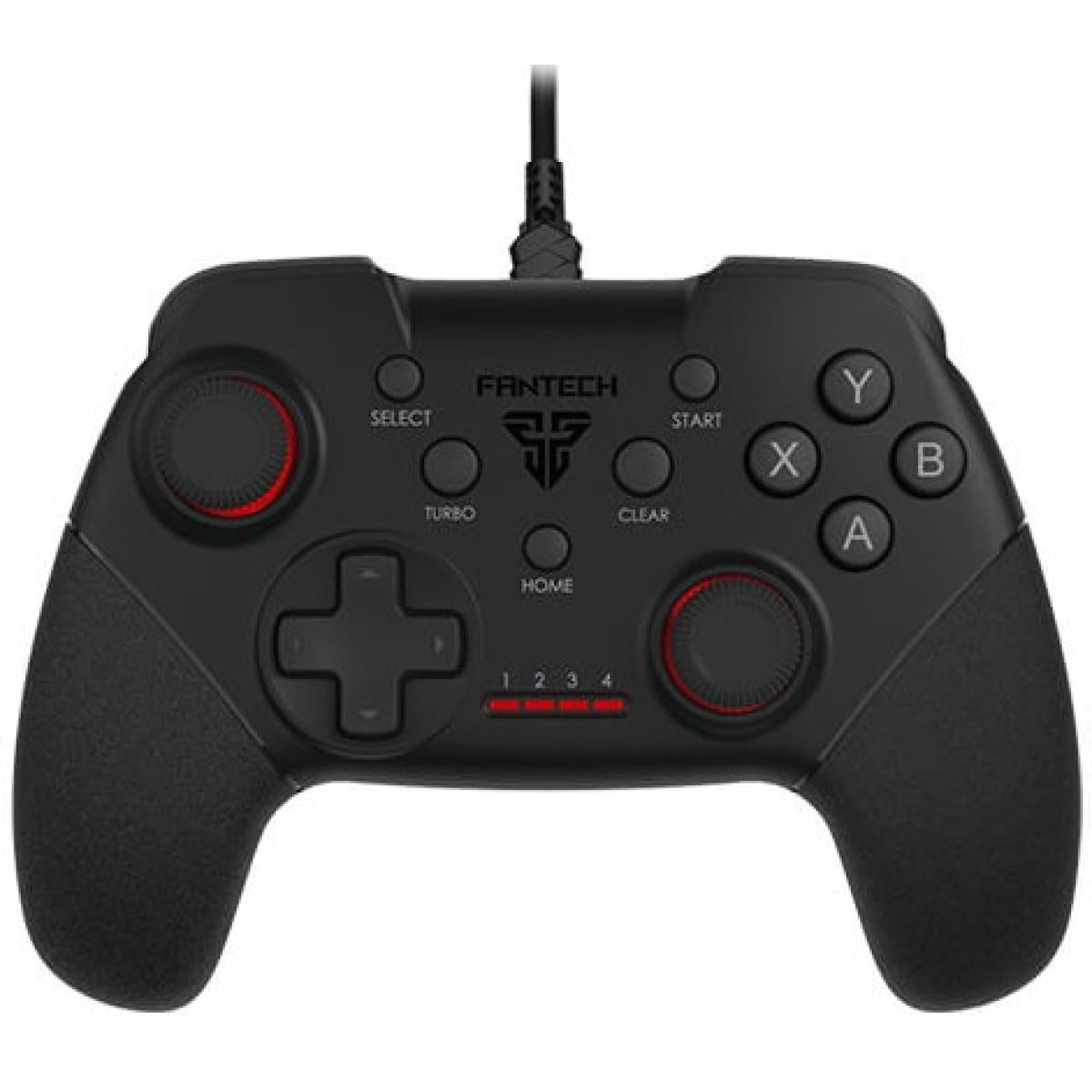 Fantech Shooter II GP13 Wired Gaming Controller, 1.8 meter Braided Cord, Dual Vibration Motors, Turbo Mode - Black Shooter II GP13