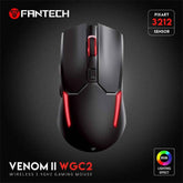 FANTECH VENOM II WGC2 RGB (Vibe Edition Black) 2.4GHz Wireless Gaming Mouse w/ Optical Sensor, Up To 4000 DPI, Rechargeable 400mAh Battery | WGC2 BL |