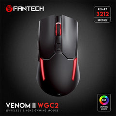 FANTECH VENOM II WGC2 RGB (Vibe Edition Black) 2.4GHz Wireless Gaming Mouse with Optical Sensor, Up to 4000 DPI, Rechargeable 400mAh Battery