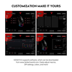 FANTECH KANATA S VX9S RGB Optical Wired Gaming Mouse, 7200 DPI, 82g Weight, Ambidextrous Design, Braided Cord, Software Support for Kanata S