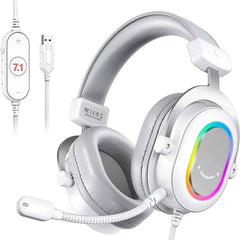 FIFINE AmpliGame H6W USB Headset for PC Gaming with RGB, In-line Controls of 7.1 Surround Sound, EQ modes Volume & Mute (White) | H6W |