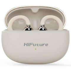Hifuture Flexclip Ai Enhanced Environmental Noise Cancellation Enc Open Ear Wireless Earphone 30 Hrs Play Time Light Weigt Design Champagne Gold