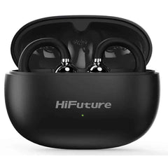 Hifuture Flexclip Ai Enhanced Environmental Noise Cancellation Enc Open Ear Wireless Earphone 30 Hrs Play Time Light Weigt Design Black