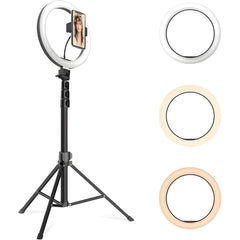 Jmary Fm 536a 26cm Led Ring Light Kit With 170cm Tripod, 3 Light Modes, Usb Powered, 1/4" Mount, Phone Holder, Remote For Makeup, Streaming, Photography