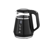 Home Electric Kettle Digital Glass with Stainless, 1Lit, 1100Watts, Black & Silver - KK-552