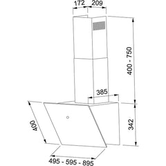 FVT 905 BK A 90cm Crystal Hood
