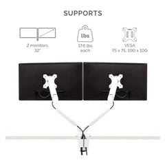 Fellowes Platinum Series Adjustable Dual Monitor Arm - White