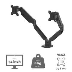 Fellowes Platinum Series Adjustable Dual Monitor Arm - Black