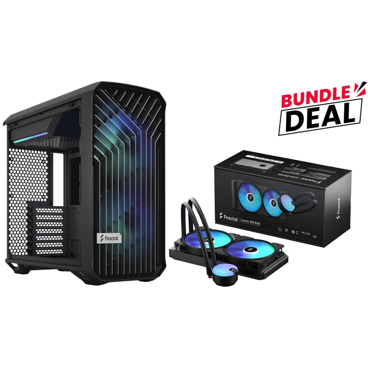 Fractal Design Torrent Compact (Black RGB TG Light Tint) Mid-Tower Tempered Glass RGB Gaming Case + Fractal Design Lumen S24 RGB V2 240mm Liaquid Cooler (Bundle) | Fractal Design | Fractal Design Torrent Compact (Black RGB TG Light Tint) Mid-Tower Tempered Glass RGB Gaming Case + Fractal Design Lumen S24 RGB V2 240mm Liaquid Cooler (Bundle) | Fractal Design |