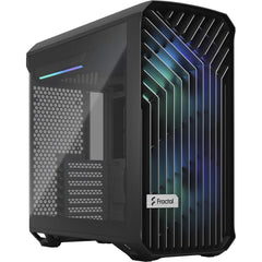 Fractal Design Torrent Compact -Black RGB TG Light Tint- Mid-Tower Tempered Glass RGB Gaming Case w- Type-C & -Front- 2 x Prisma 180 mm - FD-C-TOR1C-02 -