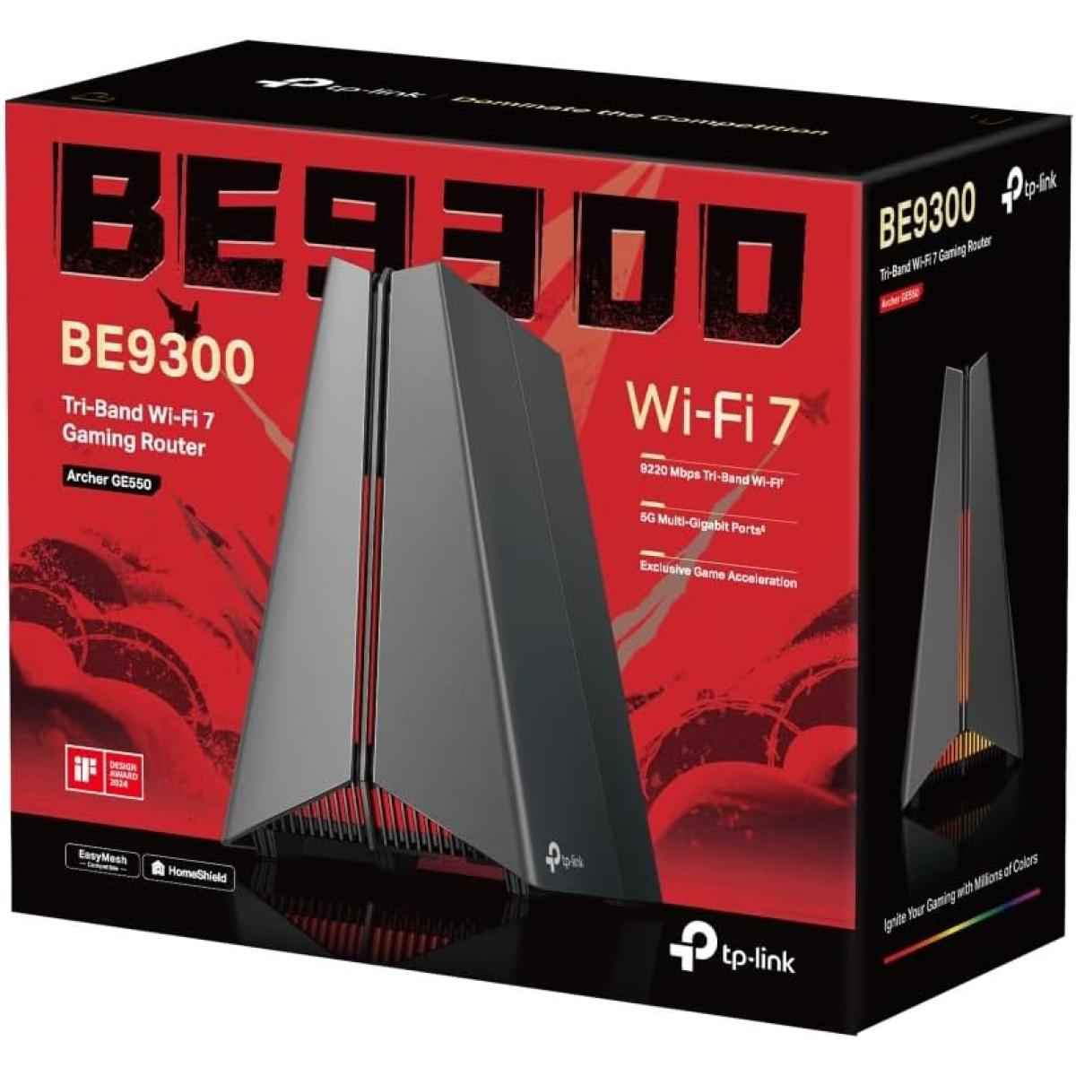 Tp Link Archer Ge550 Wifi 7 Be11000 Tri Band Gaming Router, Wi Fi Speeds Up To 11 Gbps, Game Acceleration, Multi Link Operation, 5g Wan/lan Ports, And Tp Link Homeshield For Lag Free