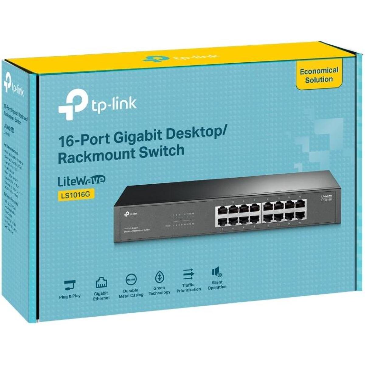 Tp Link Ls1016g 16 Port Gigabit Desktop/rackmount Switch, Fanless Silent Operation, 32gbps Switching Capacity, Energy Efficient Technology, Plug & Play For Home & Office Networks Tp Link Ls1016g 16 Port Gigabit Desktop/rackmount Switch, Fanless Silent Operation, 32gbps Switching Capacity, Energy Efficient Technology, Plug & Play For Home & Office Networks