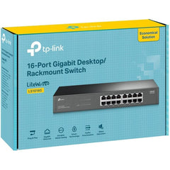 Tp-link LS1016G 16-Port Gigabit Desktop/Rackmount Switch, Fanless Silent Operation, 32Gbps Switching Capacity, Energy-Efficient Technology, Plug & Play for Home & Office Networks