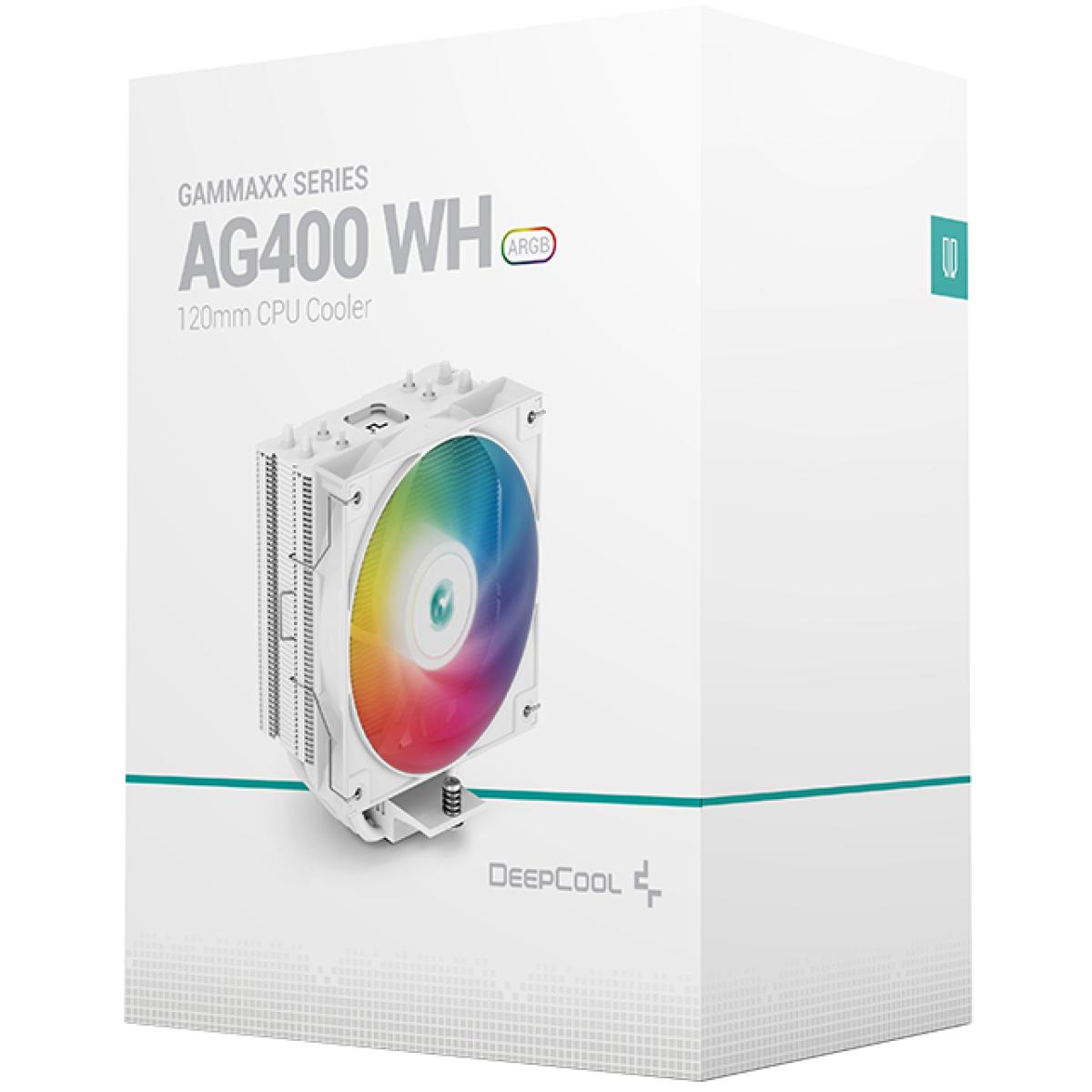 Deepcool Gammaxx Ag400 Argb Pwm 120mm Fan 4 Heat Pipes Cpu Cooler Support Lga 1700 , White - CompuMe