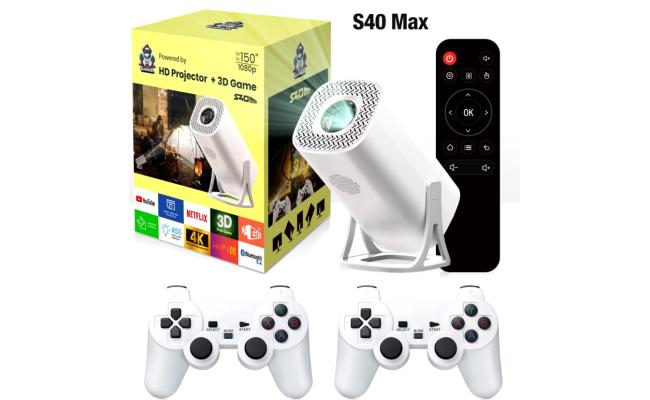 M300 S40 Max Projector Bluetooth Android 11 Proyector With 2 Wireless Controllers Video Games Consol