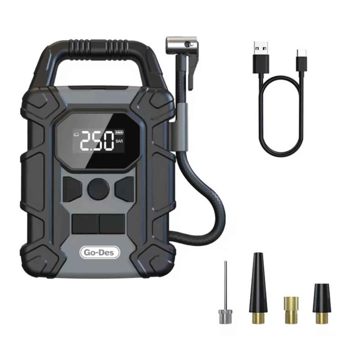 Go Des Outdoor Power Bank 7500mah Cordless Intelligent Digital Car Tire Air Inflator Automatic Real Time Air Pressure Deteion