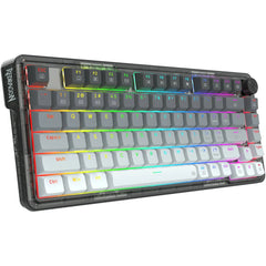 Redragon K673GG PRO 75% Wireless Gasket RGB Gaming Keyboard, 3-Modes 81 Keys Compa Mechanical Keyboard Hot-Swap Socket, Dedicated Knob Control and Sound Absorbing Pads, Linear - Red Switch