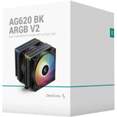 Deepcool Ag620 Argb V2 Cpu Air Cooler Mighty 260w Tdp 6pcs Copper Heat Pipes Argb Sync W/120mm Pwm Fan , Black