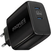 Promate Powerport 65 65w USB - C Universal Powerful Gan Tech Fast Chargerw/ 2 Type C Port Adaptive Charging & Over Charging Proteion