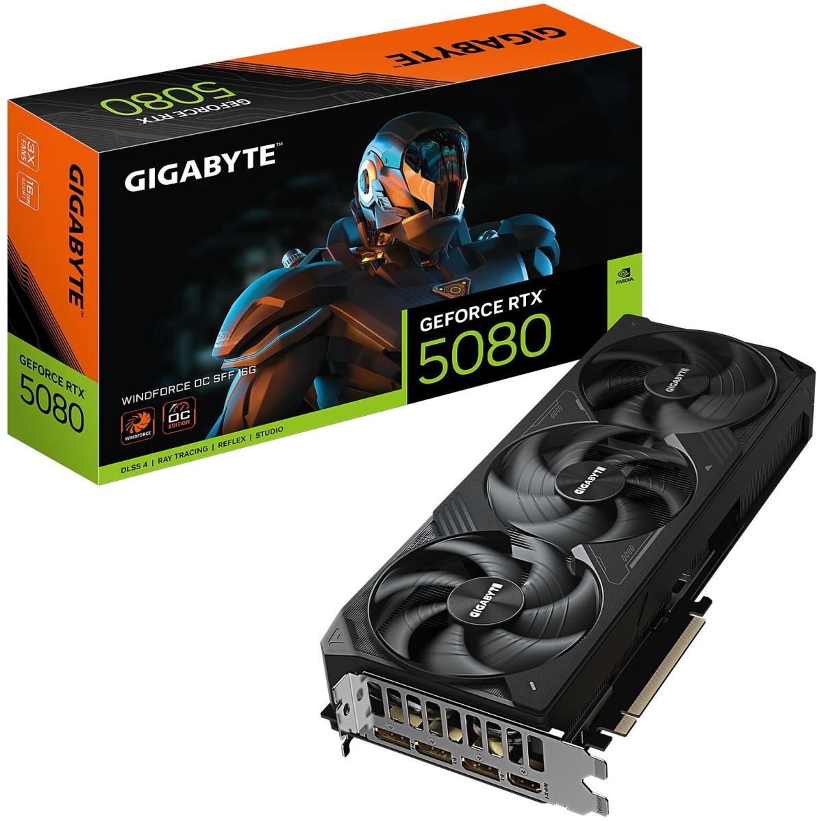 GIGABYTE GeForce RTX 5080 WINDFORCE OC SFF 16GB GDDR7- Graphics Card - GV-N5080WF3OC-16GD - - CompuMe