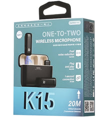 Remax Wireless Microphone 2 in 1 Plug & play, Auto Connect, video shooting & live stream - K15 IPH