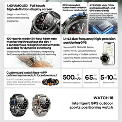 Remax GPS Smart Watch for Outdoor Sports with Positioning, Fitness Tracker & Heart Rate Moniter - WATCH18